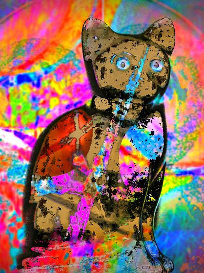 cat in differnet colors, Exposition peinture, manfred la-fontaine,