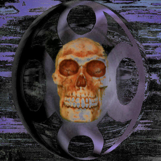 human skull in energetic symbol, Manfred La-Fontaine,  gothic and morbid art,