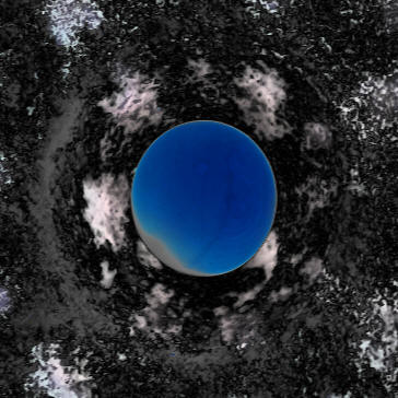 blaue kugel auf schwarzem Grund, Exposition peinture, manfred la-fontaine,
